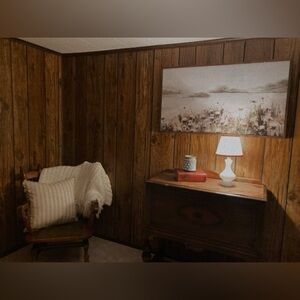 White Glass Table Lamp with Pink Trim Shade